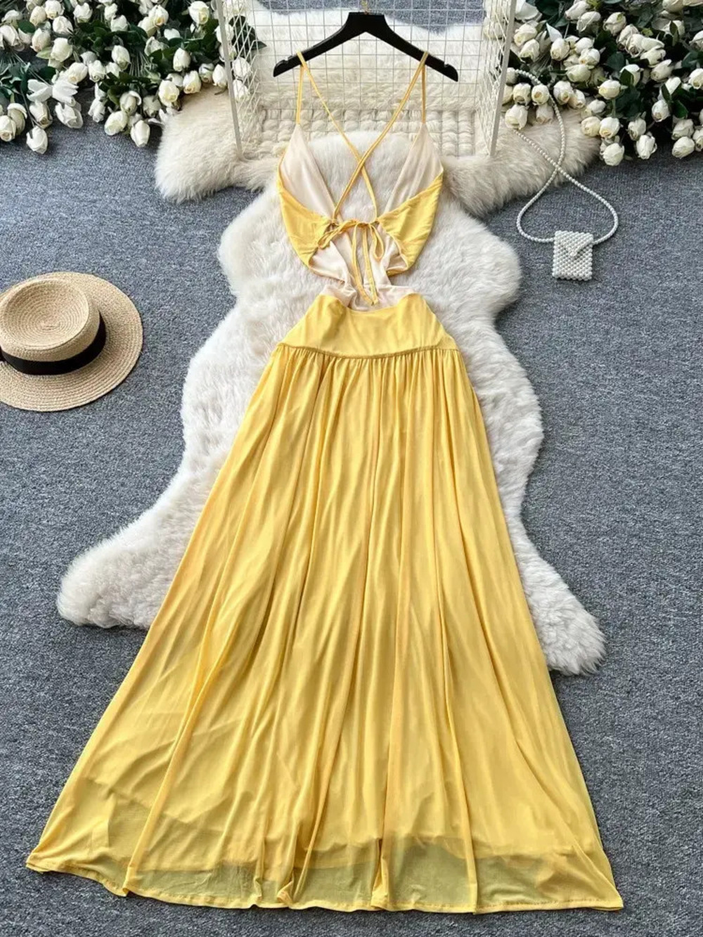 ZARA Yellow Halter Beach Vacation Slim Dress